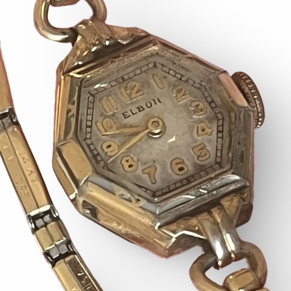 Art Deco Elbon Watch 14 Karat Gold Filled Top Band and Front Watch Case - Picture 3 of 7